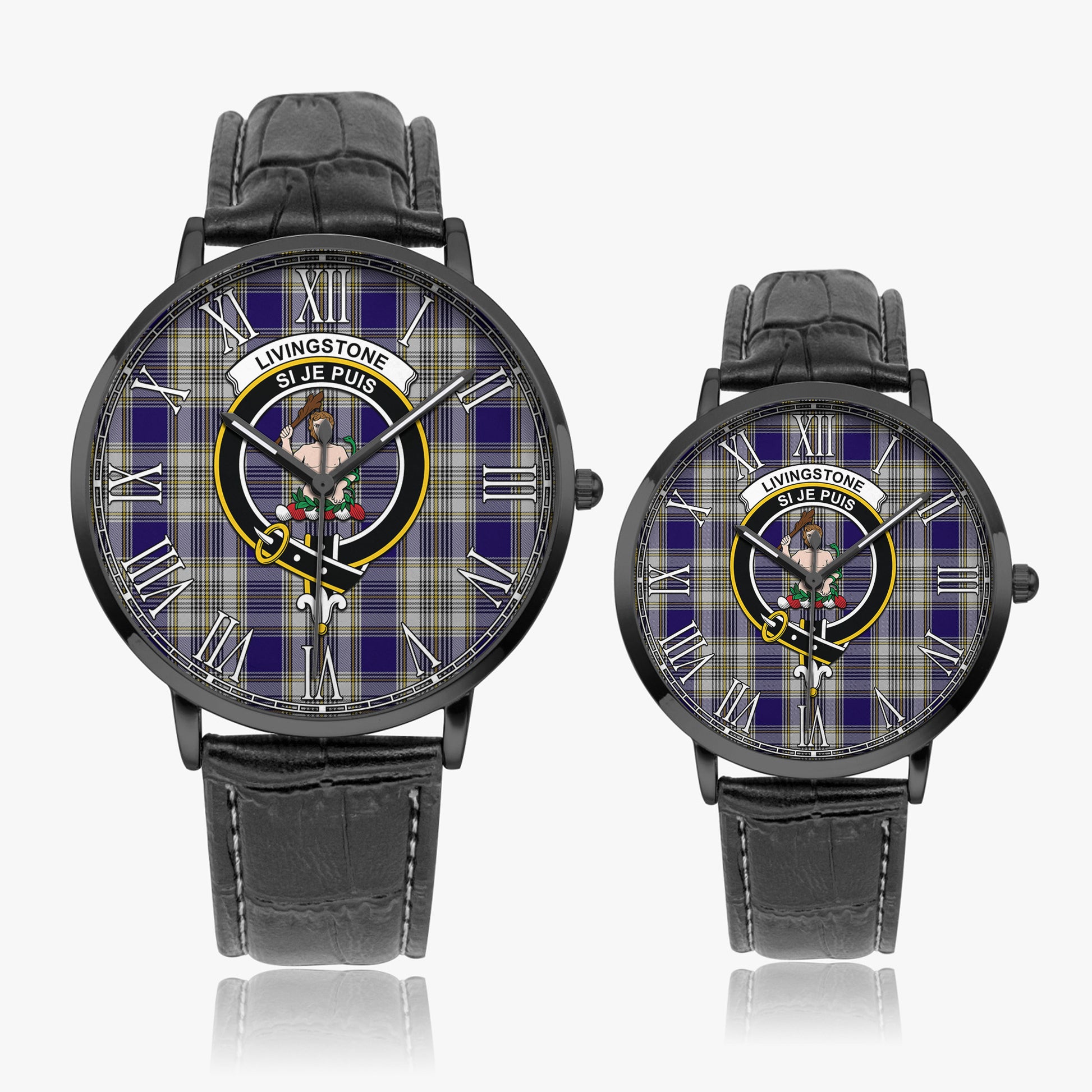 Livingston Dress Tartan Family Crest Leather Strap Quartz Watch - Tartanvibesclothing