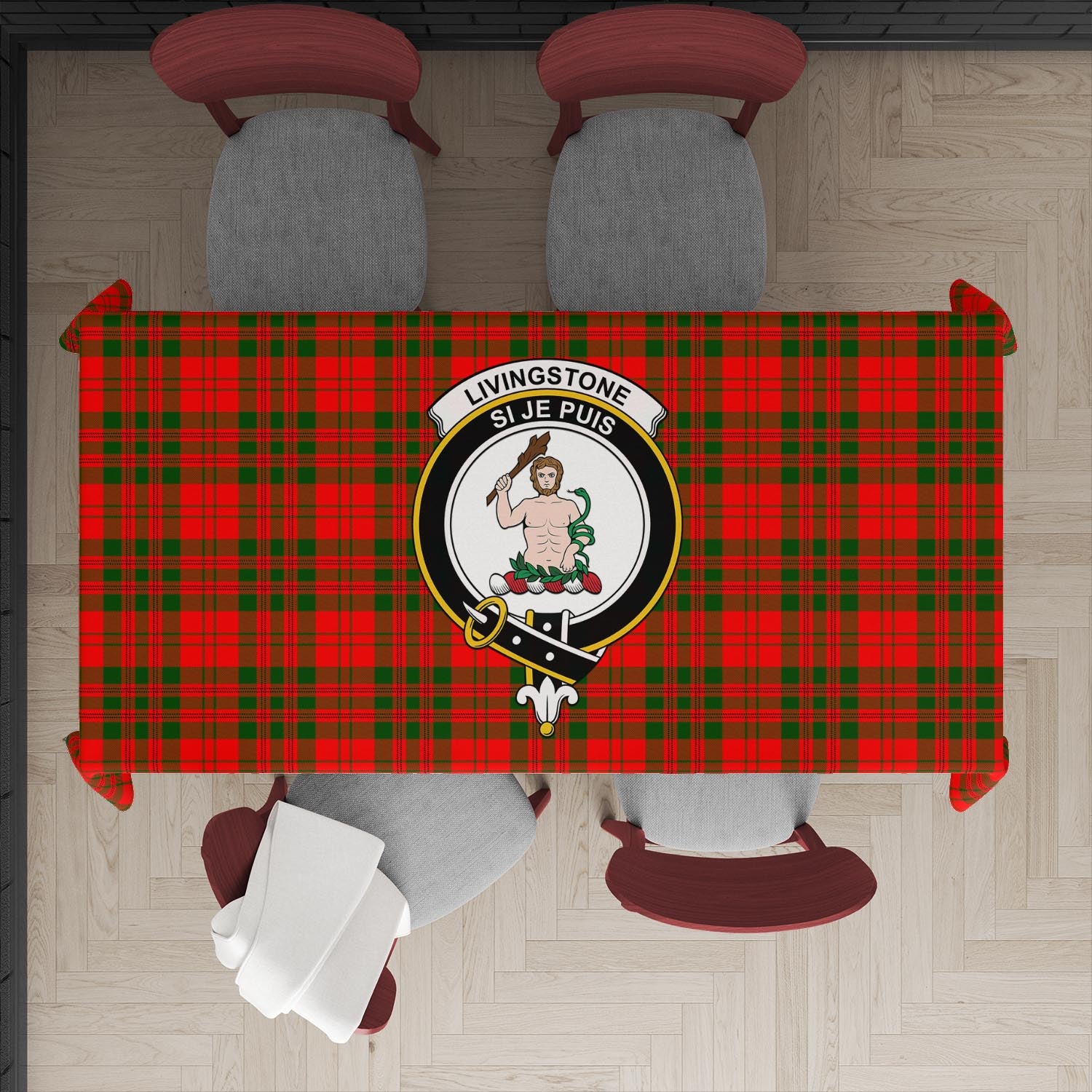 livingston-modern-tatan-tablecloth-with-family-crest