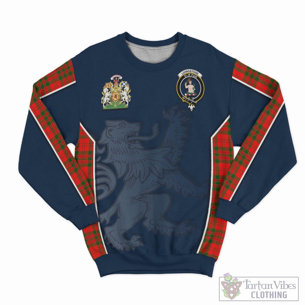 Tartan Vibes Clothing Livingston Modern Tartan Sweater with Family Crest and Lion Rampant Vibes Sport Style