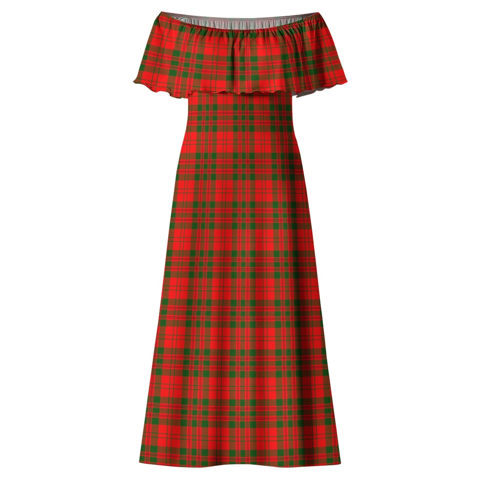 Livingston Modern Tartan Off Shoulder Long Dress - Tartanvibesclothing