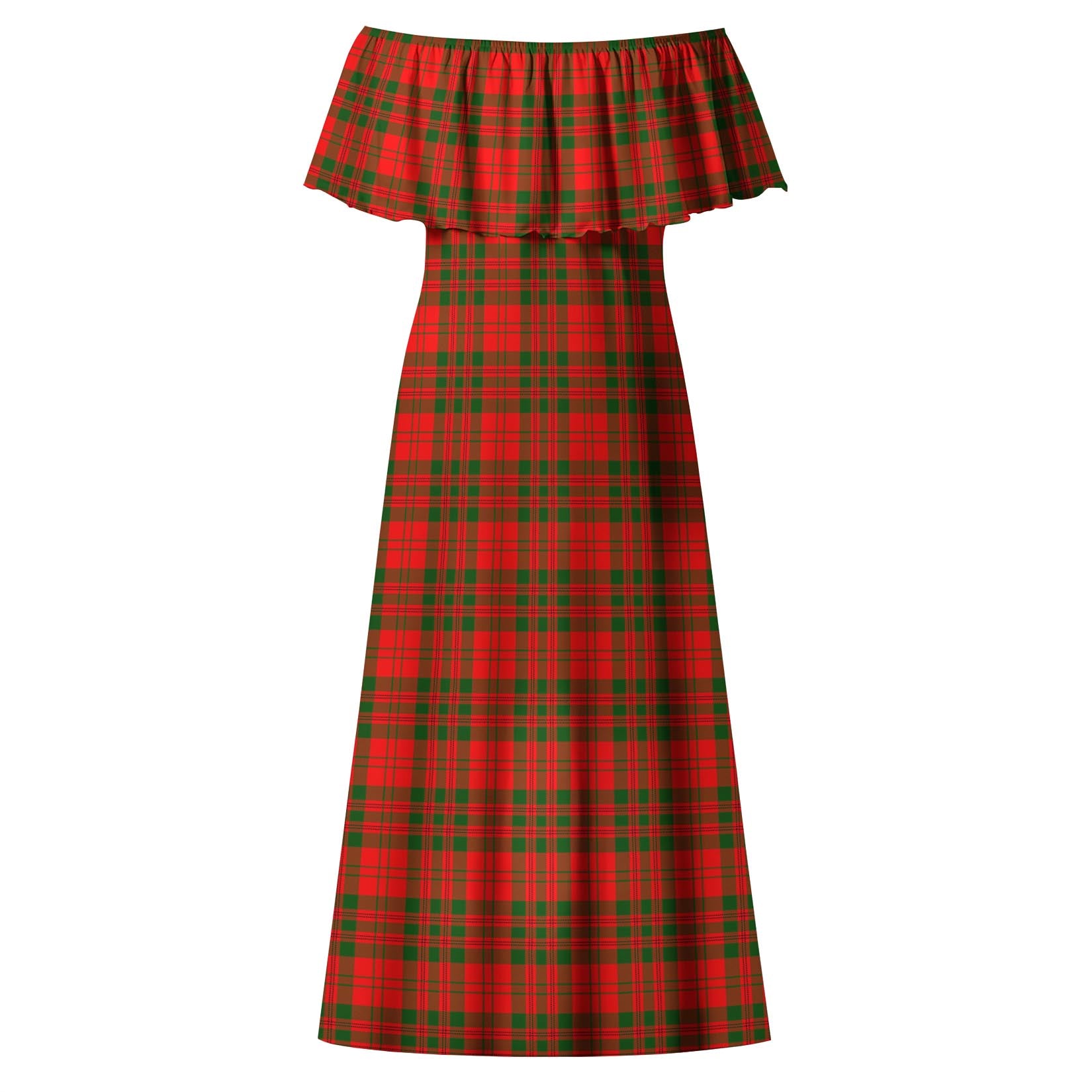 Livingston Modern Tartan Off Shoulder Long Dress - Tartanvibesclothing