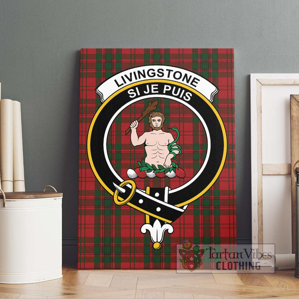 Livingstone Tartan Canvas Print Wall Art with Family Crest Without Frame - Tartan Vibes Clothing