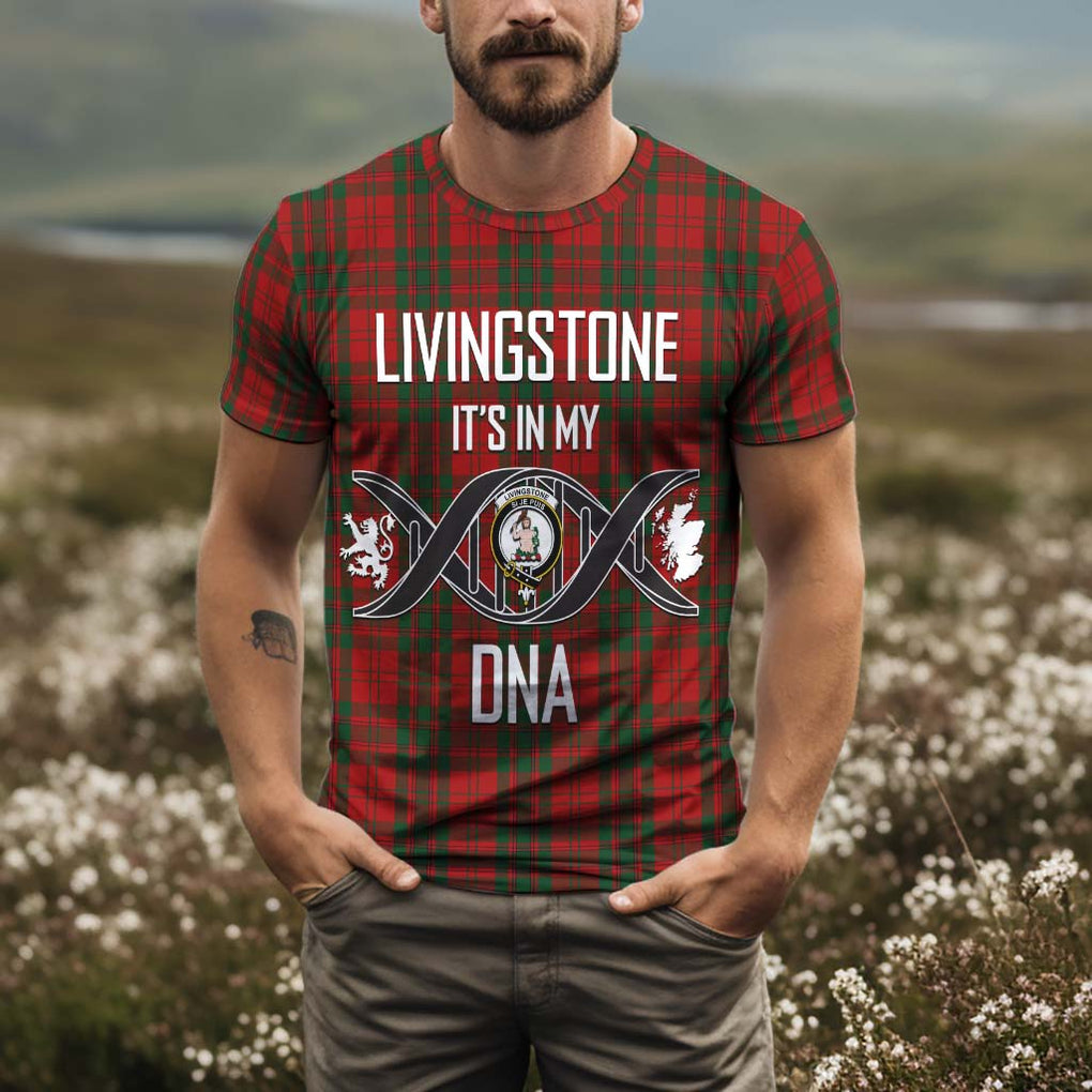 Livingstone Tartan T-Shirt with Family Crest DNA In Me Style Kid's Shirt - Tartan Vibes Clothing