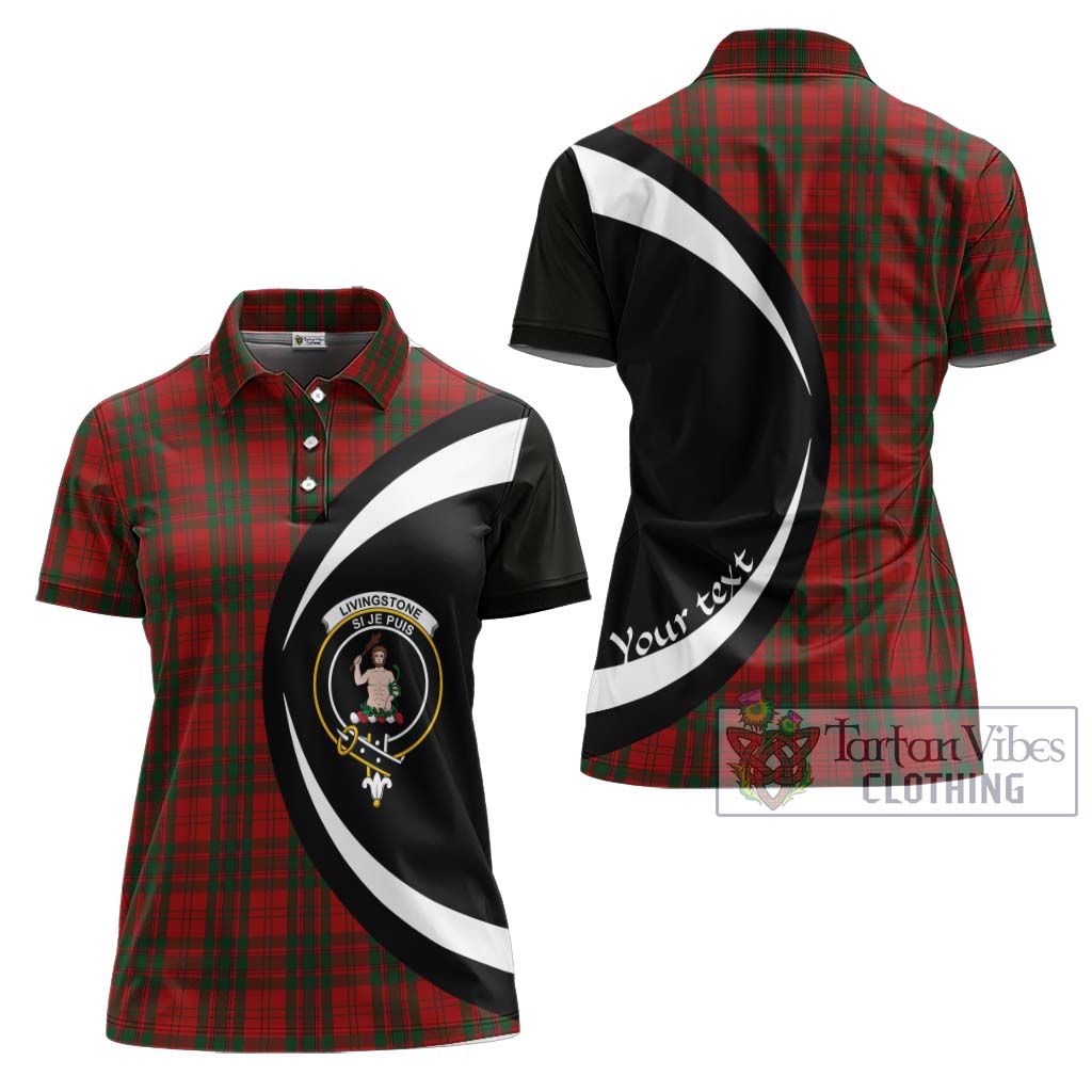 Livingstone Tartan Women's Polo Shirt with Family Crest Circle Style Women - Tartan Vibes Clothing
