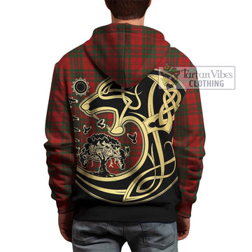 Livingstone Tartan Hoodie with Family Crest Celtic Wolf Style