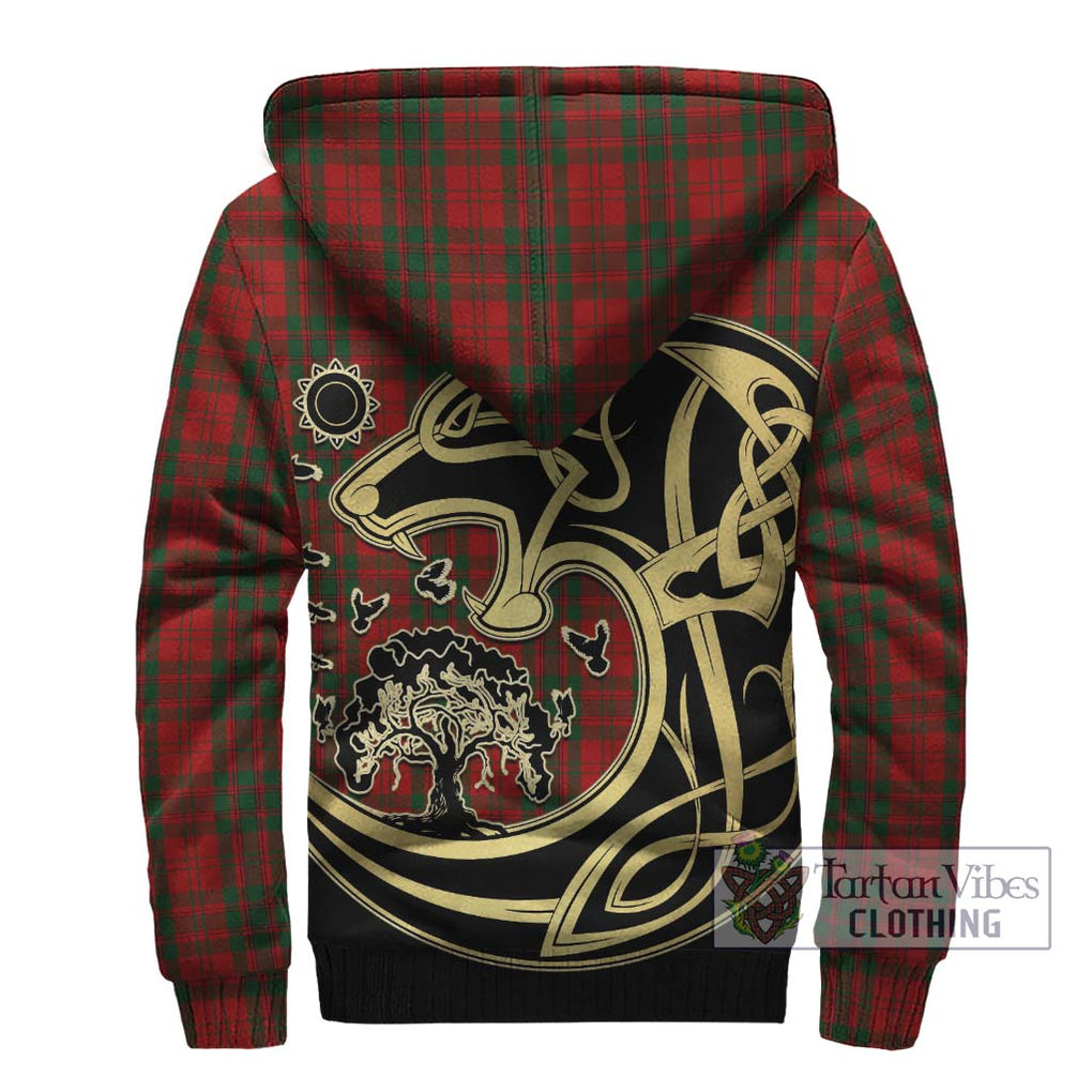 Livingstone Tartan Sherpa Hoodie with Family Crest Celtic Wolf Style - Tartan Vibes Clothing