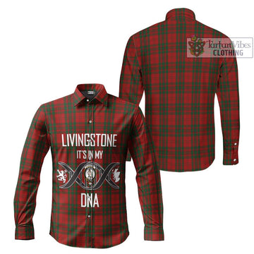 Livingstone Tartan Long Sleeve Button Shirt with Family Crest DNA In Me Style Men's Shirt - Tartan Vibes Clothing