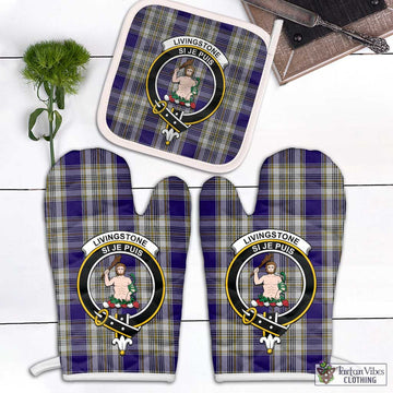 Livingstone Dress Tartan Combo Oven Mitt & Pot-Holder with Family Crest