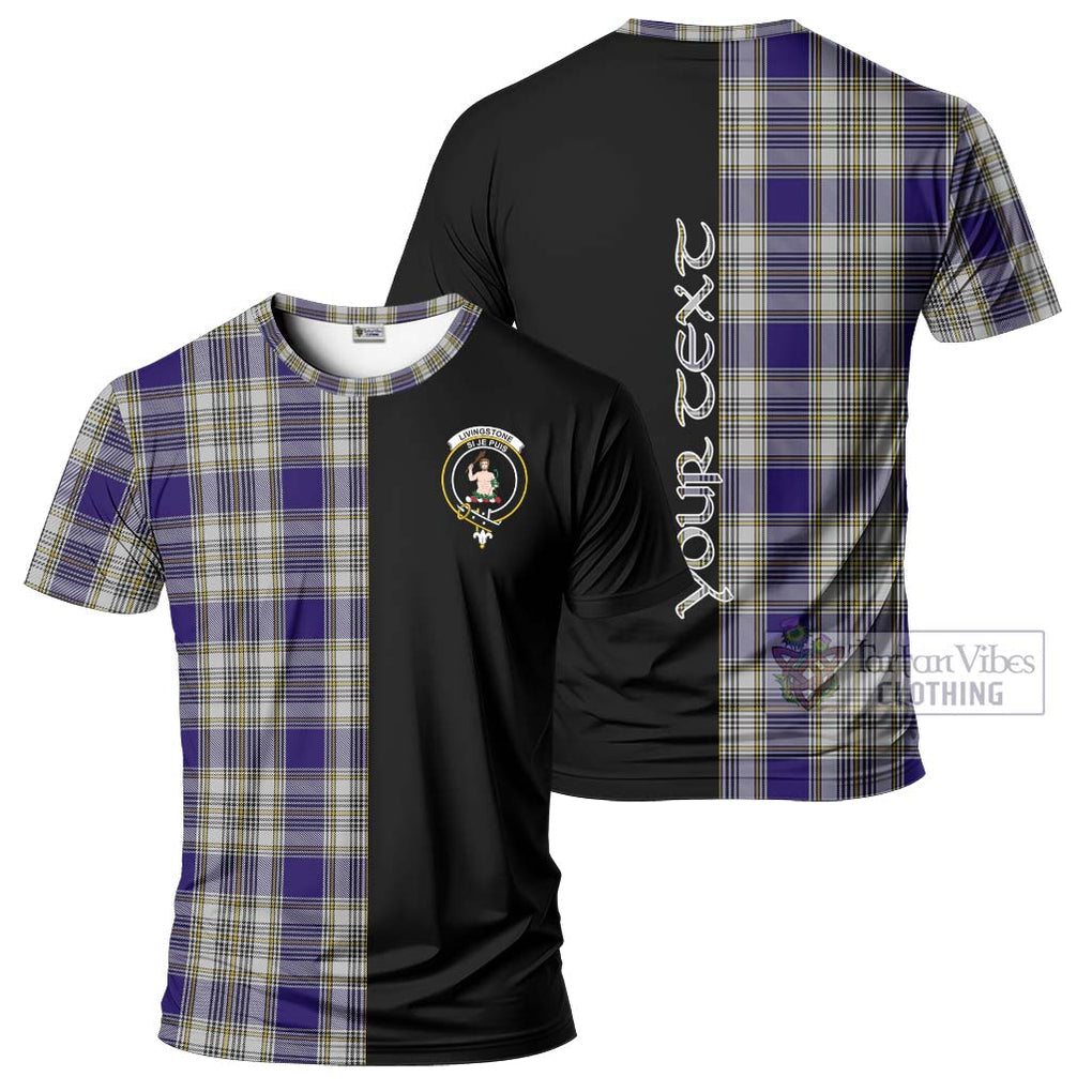 Livingstone Dress Tartan T-Shirt with Family Crest and Half Of Me Style Kid's Shirt - Tartanvibesclothing Shop