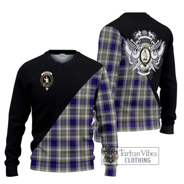 Livingstone Dress Tartan Ugly Sweater with Family Crest and Military Logo Style