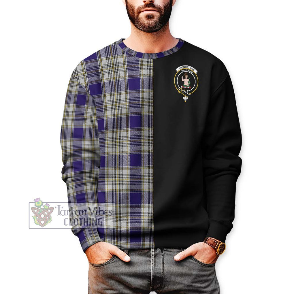 Livingstone Dress Tartan Sweatshirt with Family Crest and Half Of Me Style Unisex - Tartanvibesclothing Shop