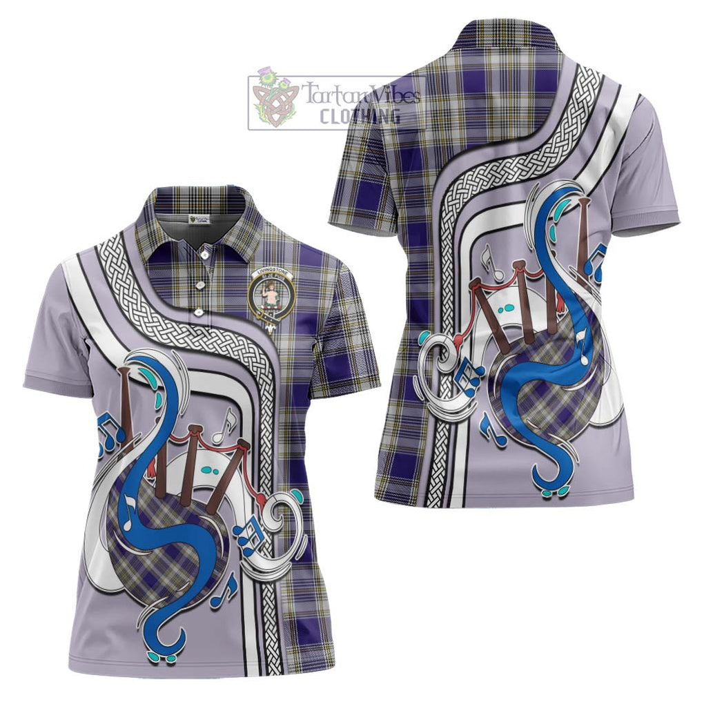 Livingstone Dress Tartan Women's Polo Shirt with Epic Bagpipe Style Women - Tartanvibesclothing Shop