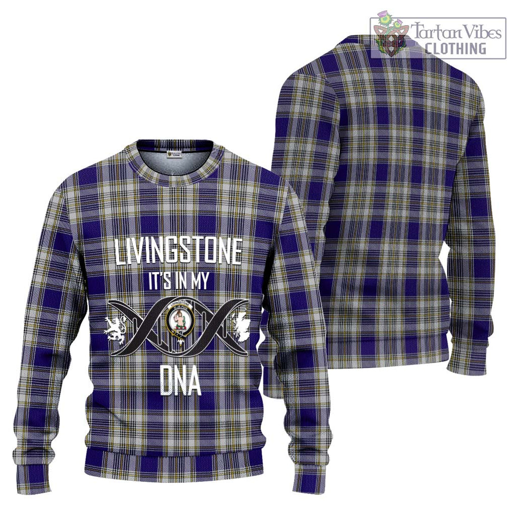 Livingstone Dress Tartan Knitted Sweater with Family Crest DNA In Me Style Unisex - Tartanvibesclothing Shop