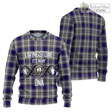 Livingstone Dress Tartan Ugly Sweater with Family Crest DNA In Me Style