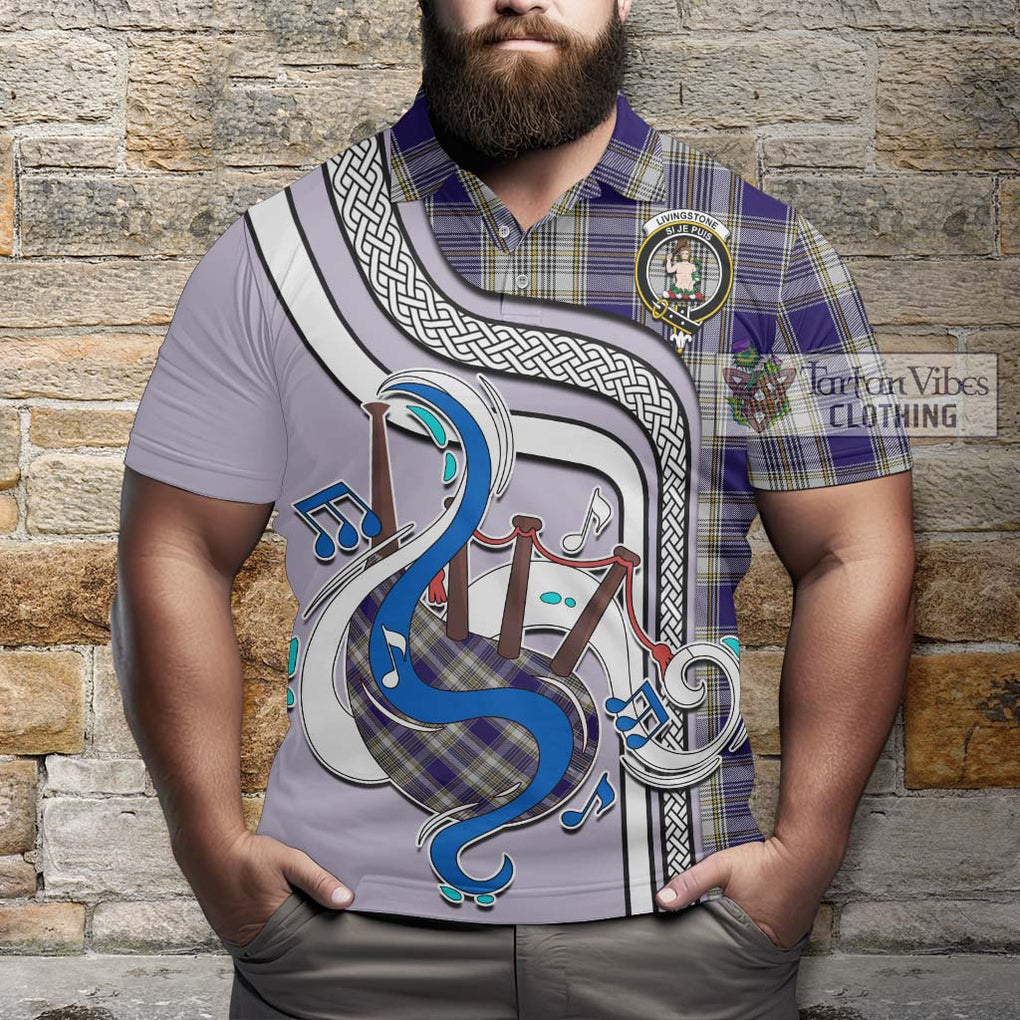 Tartan Vibes Clothing Livingstone Dress Tartan Polo Shirt with Epic Bagpipe Style