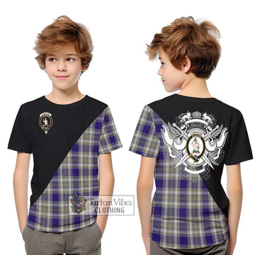 Livingstone Dress Tartan Kid T-Shirt with Family Crest and Military Logo Style