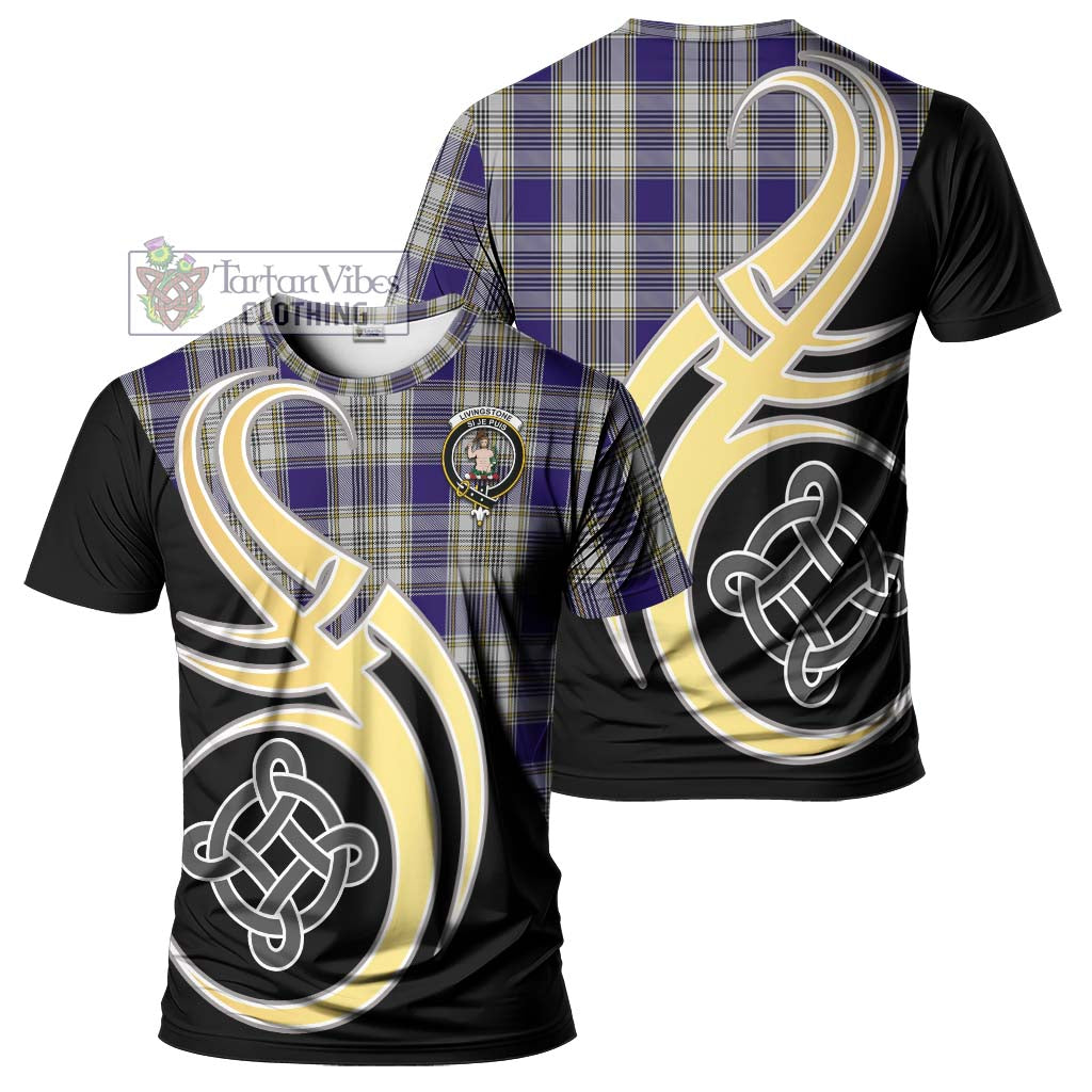 Tartan Vibes Clothing Livingstone Dress Tartan T-Shirt with Family Crest and Celtic Symbol Style