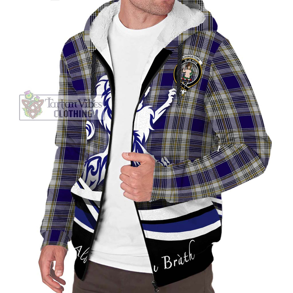 Livingstone Dress Tartan Sherpa Hoodie with Alba Gu Brath Regal Lion Emblem Unisex S - Tartanvibesclothing Shop