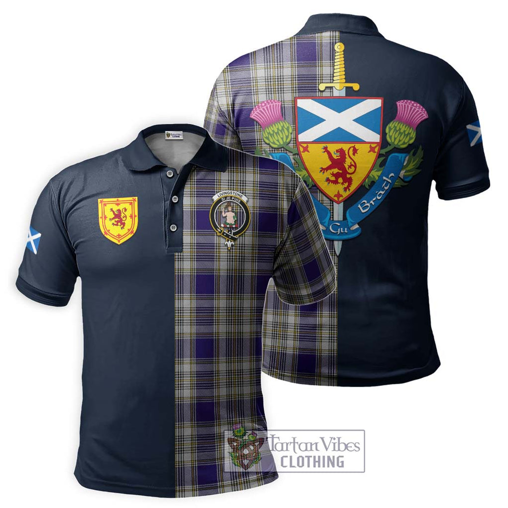 Tartan Vibes Clothing Livingstone Dress Tartan Polo Shirt with Scottish Lion Royal Arm Half Style