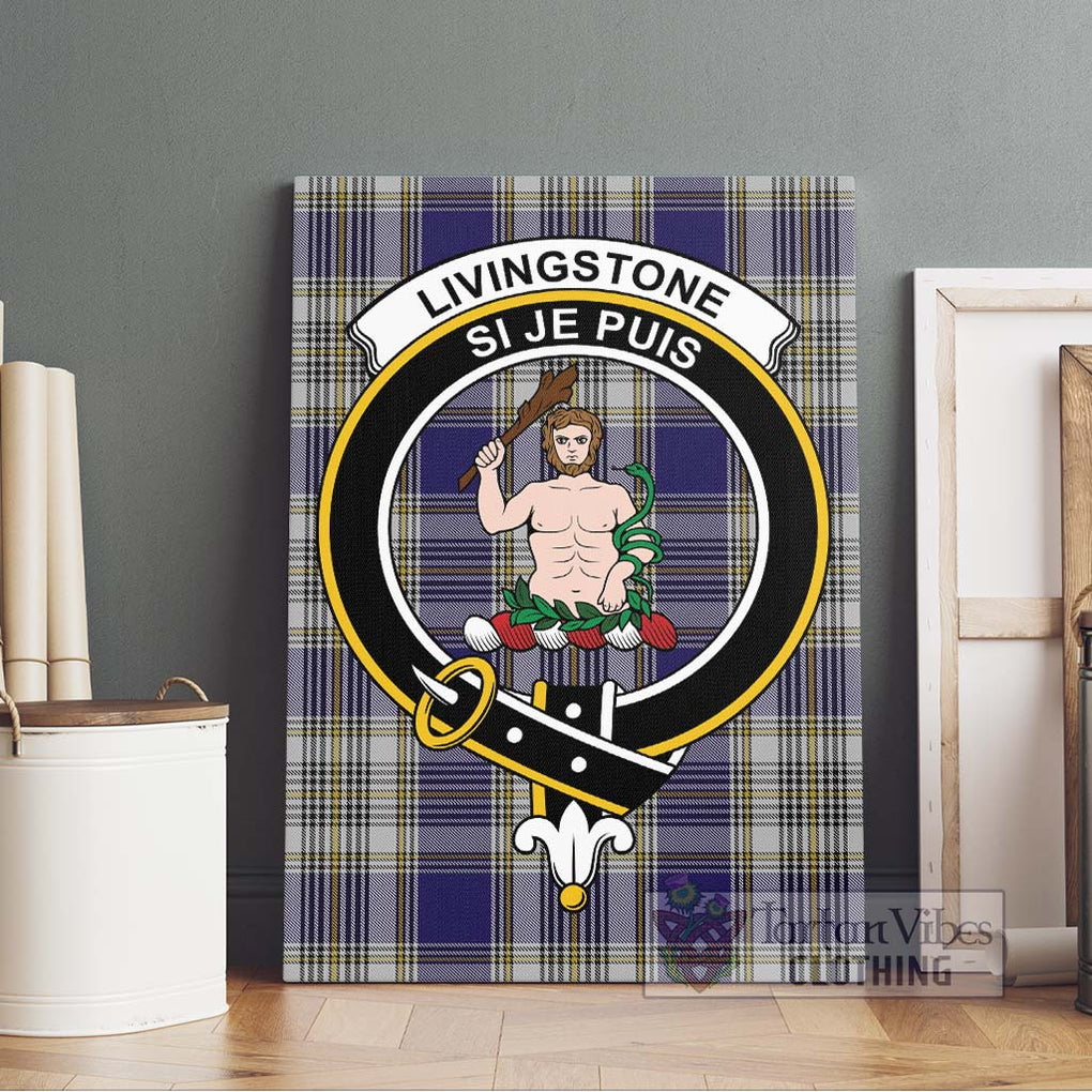 Livingstone Dress Tartan Canvas Print Wall Art with Family Crest Without Frame - Tartan Vibes Clothing