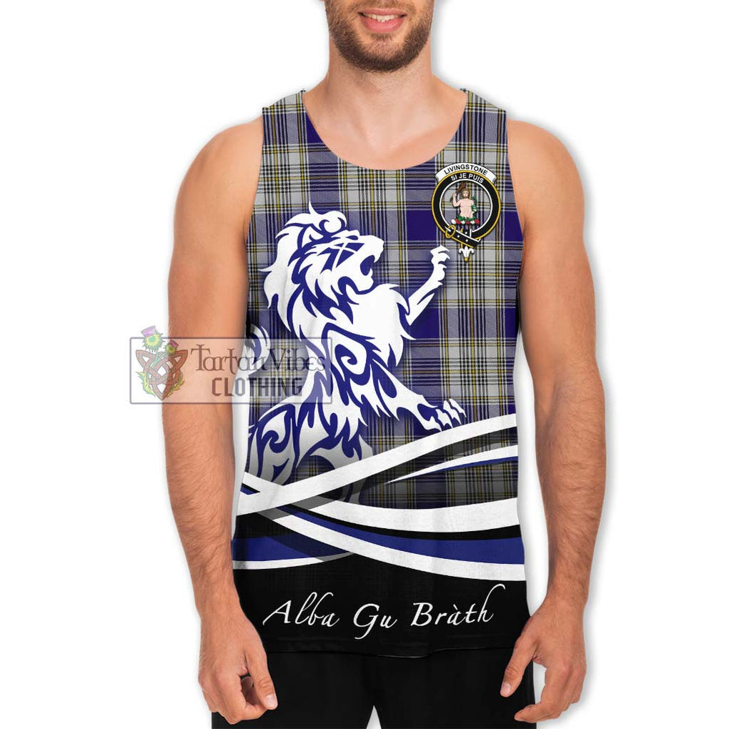 Livingstone Dress Tartan Men's Tank Top with Alba Gu Brath Regal Lion Emblem Men - Tartanvibesclothing Shop