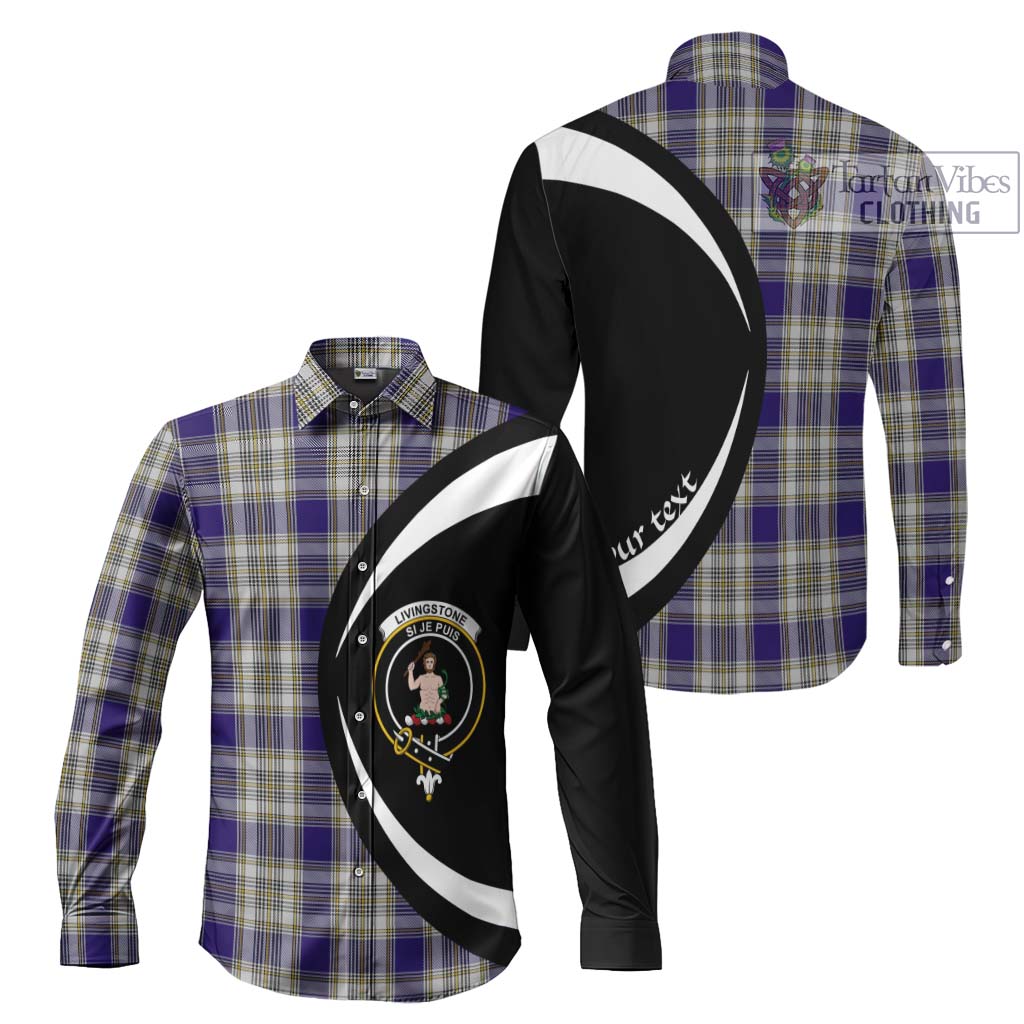 Livingstone Dress Tartan Long Sleeve Button Up with Family Crest Circle Style Men's Shirt S - Tartan Vibes Clothing