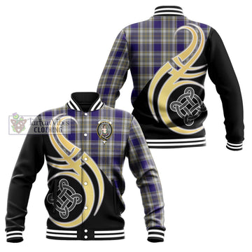 Livingstone Dress Tartan Baseball Jacket with Family Crest and Celtic Symbol Style