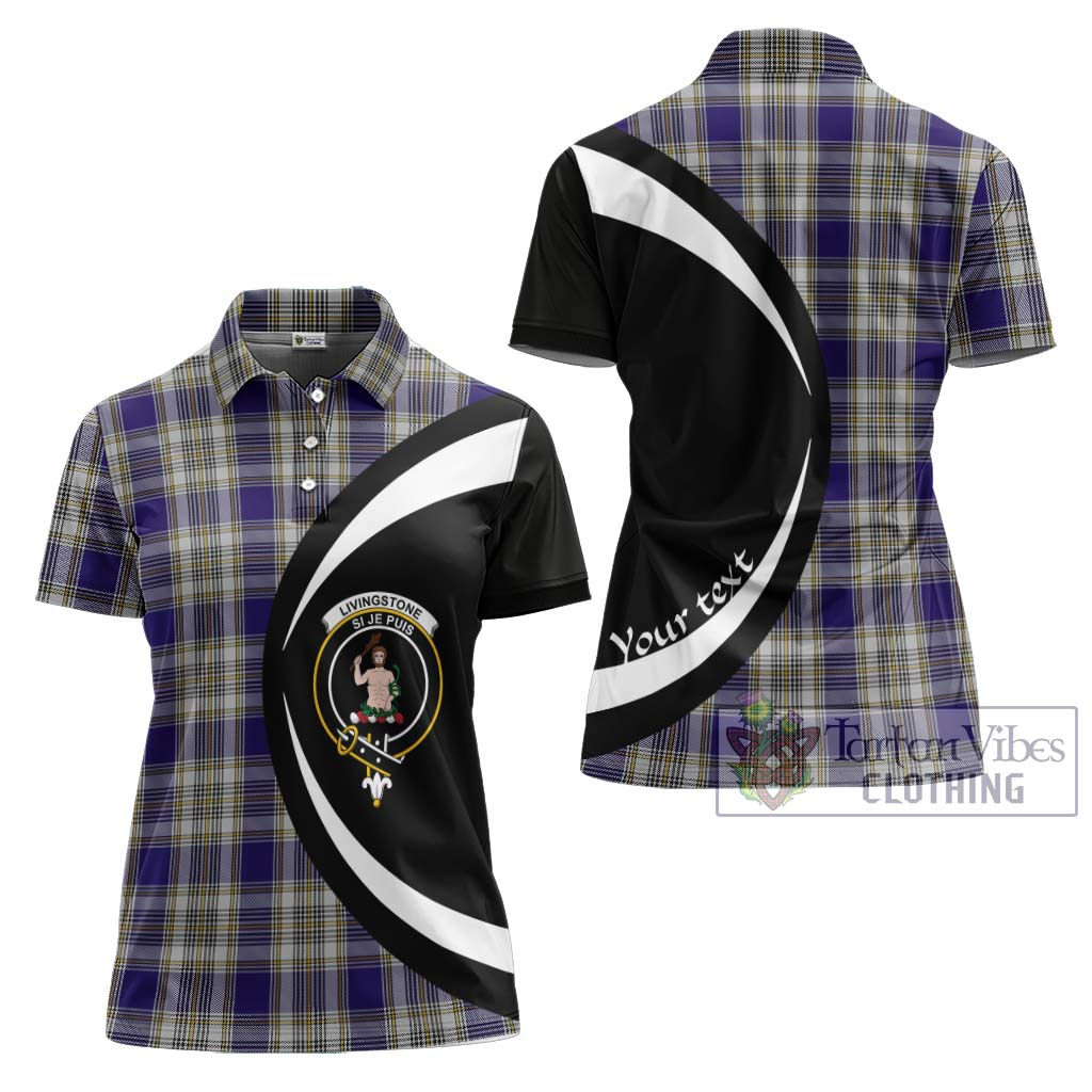 Livingstone Dress Tartan Women's Polo Shirt with Family Crest Circle Style Women - Tartan Vibes Clothing