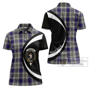 Livingstone Dress Tartan Women's Polo Shirt with Family Crest Circle Style