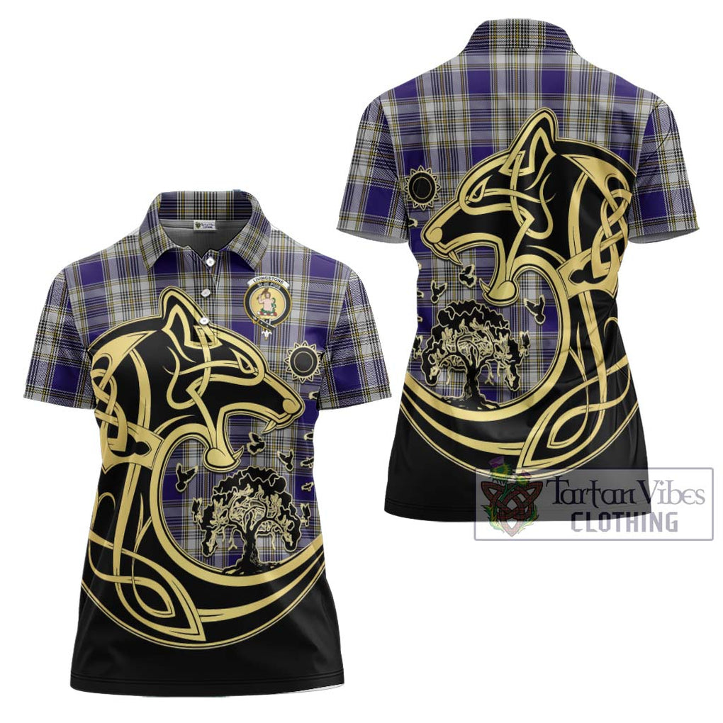 Livingstone Dress Tartan Women's Polo Shirt with Family Crest Celtic Wolf Style Women - Tartanvibesclothing Shop