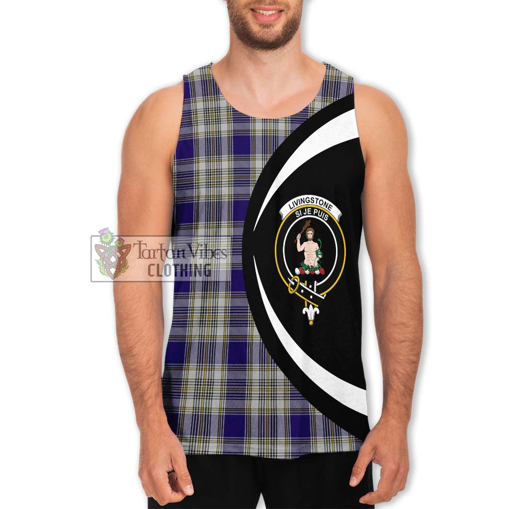 Livingstone Dress Tartan Men's Tank Top with Family Crest Circle Style Men - Tartan Vibes Clothing