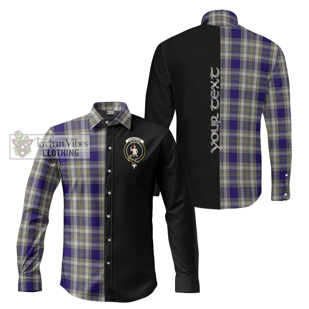 Livingstone Dress Tartan Long Sleeve Button Shirt with Family Crest and Half Of Me Style Men's Shirt S - Tartanvibesclothing Shop