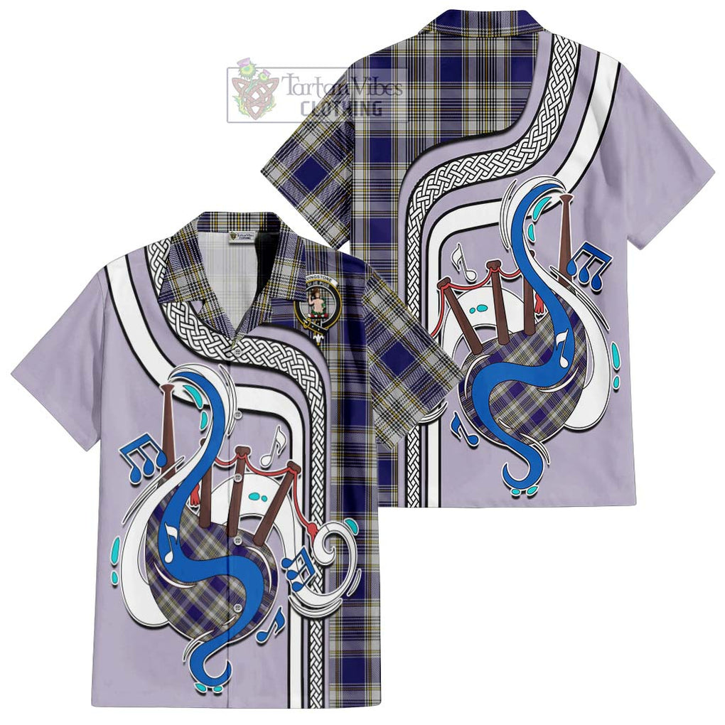 Livingstone Dress Tartan Short Sleeve Button Shirt with Epic Bagpipe Style Kid - Tartanvibesclothing Shop