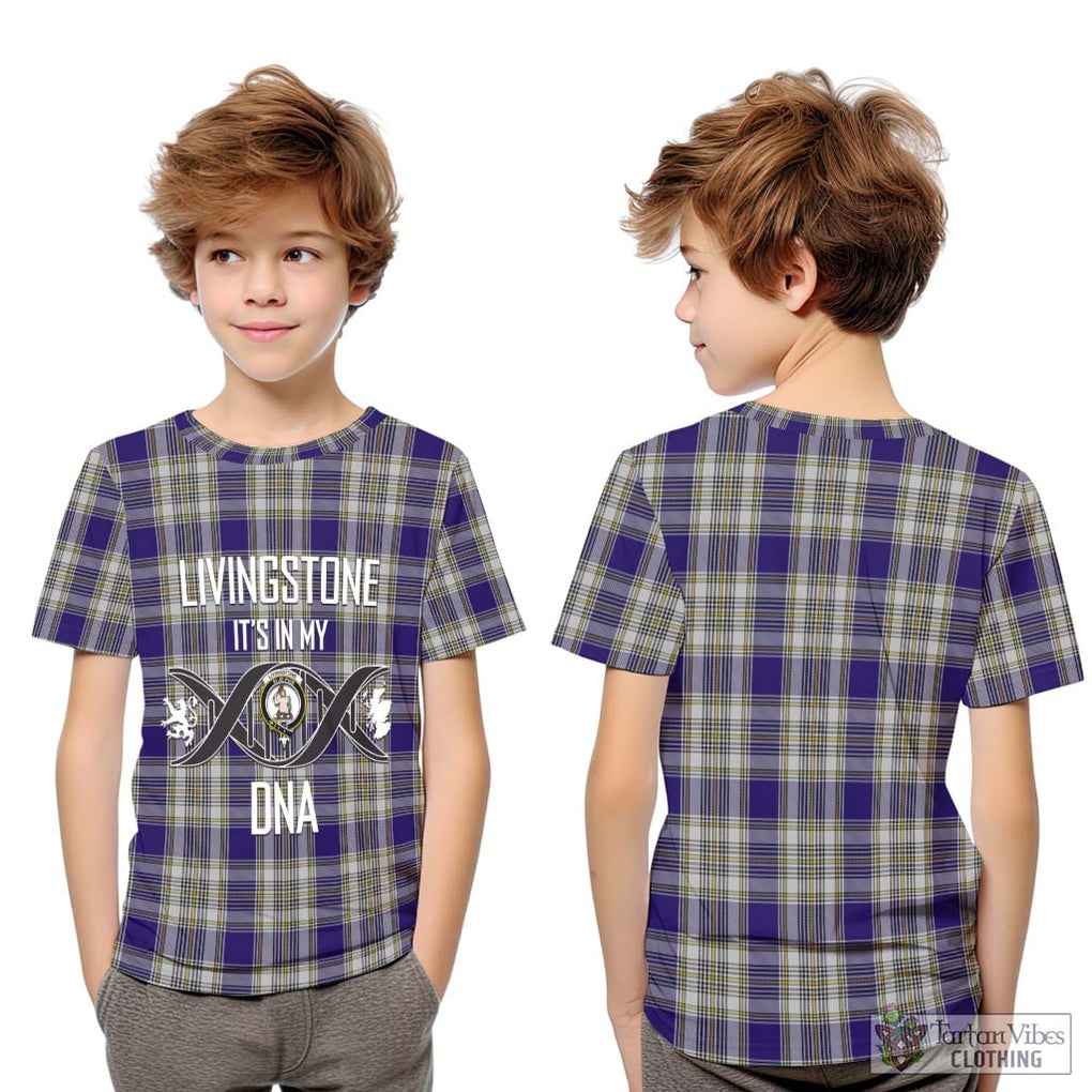 Livingstone Dress Tartan Kid T-Shirt with Family Crest DNA In Me Style Youth XL Size14 - Tartanvibesclothing Shop