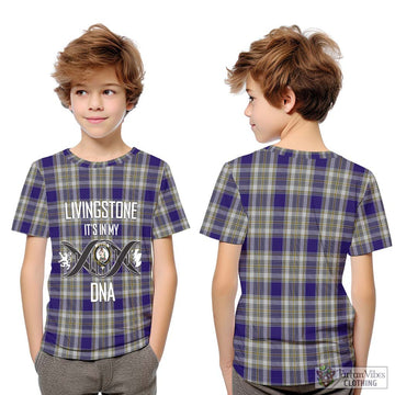 Livingstone Dress Tartan Kid T-Shirt with Family Crest DNA In Me Style