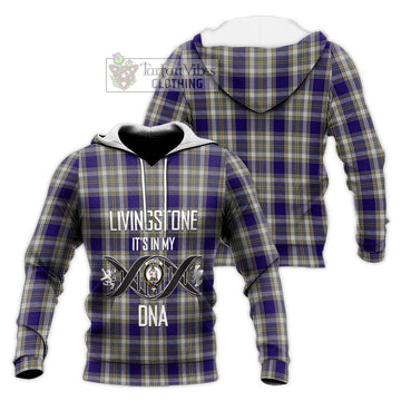 Livingstone Dress Tartan Knitted Hoodie with Family Crest DNA In Me Style