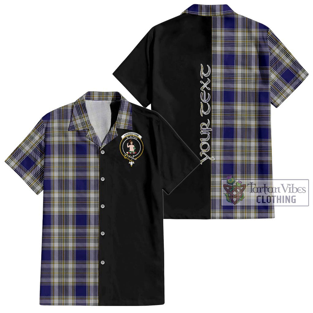 Livingstone Dress Tartan Short Sleeve Button Shirt with Family Crest and Half Of Me Style Kid - Tartanvibesclothing Shop