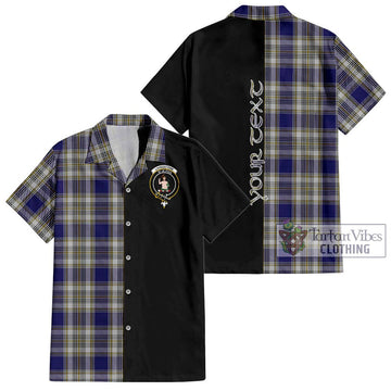 Livingstone Dress Tartan Short Sleeve Button Shirt with Family Crest and Half Of Me Style