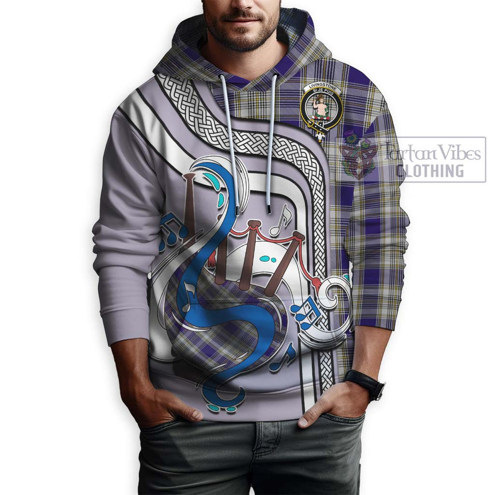 Livingstone Dress Tartan Hoodie with Epic Bagpipe Style Zip Hoodie - Tartanvibesclothing Shop