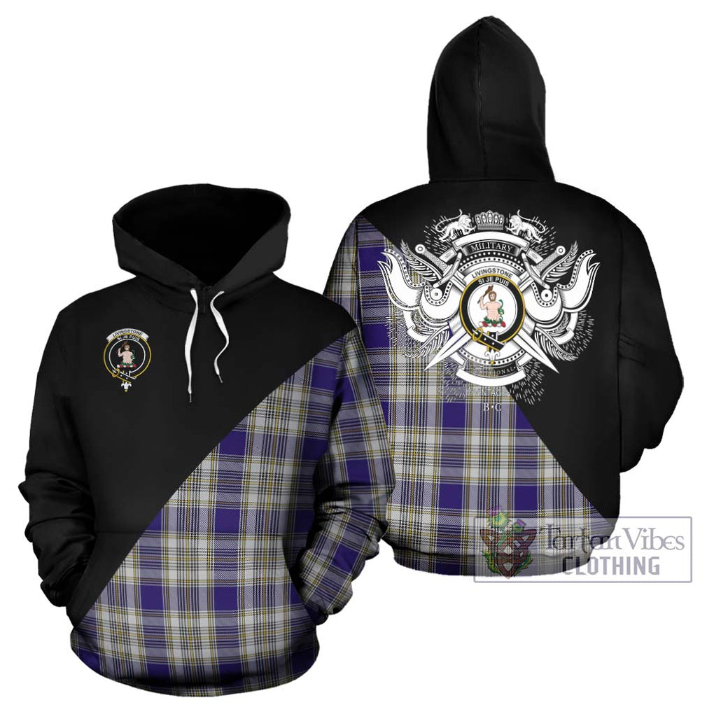 Livingstone Dress Tartan Hoodie with Family Crest and Military Logo Style Zip Hoodie - Tartanvibesclothing Shop