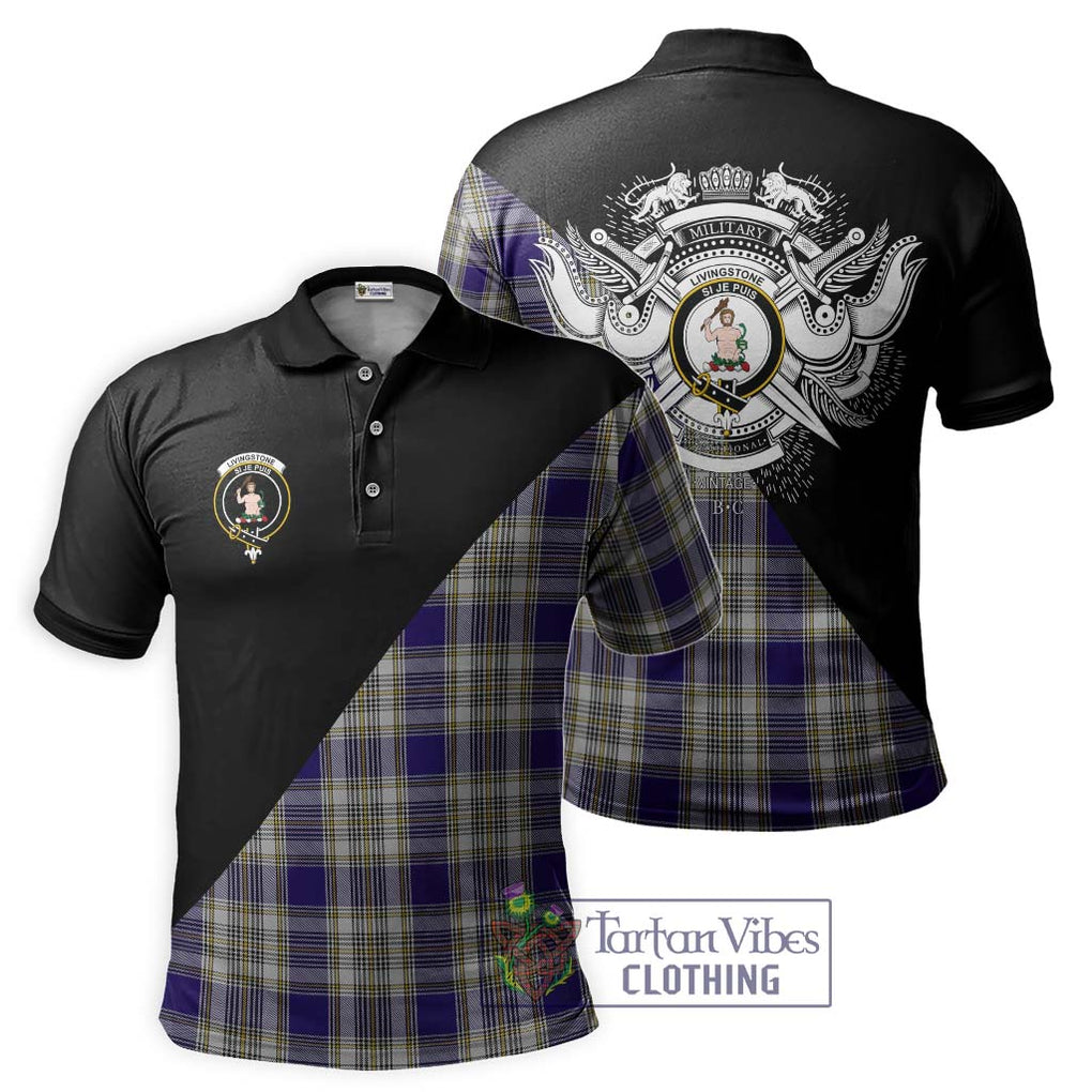 Livingstone Dress Tartan Polo Shirt with Family Crest and Military Logo Style Kid - Tartanvibesclothing Shop