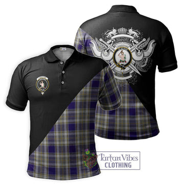 Livingstone Dress Tartan Polo Shirt with Family Crest and Military Logo Style