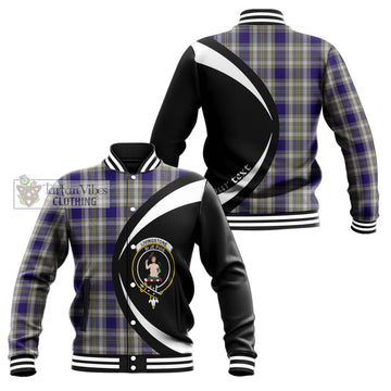 Livingstone Dress Tartan Baseball Jacket with Family Crest Circle Style