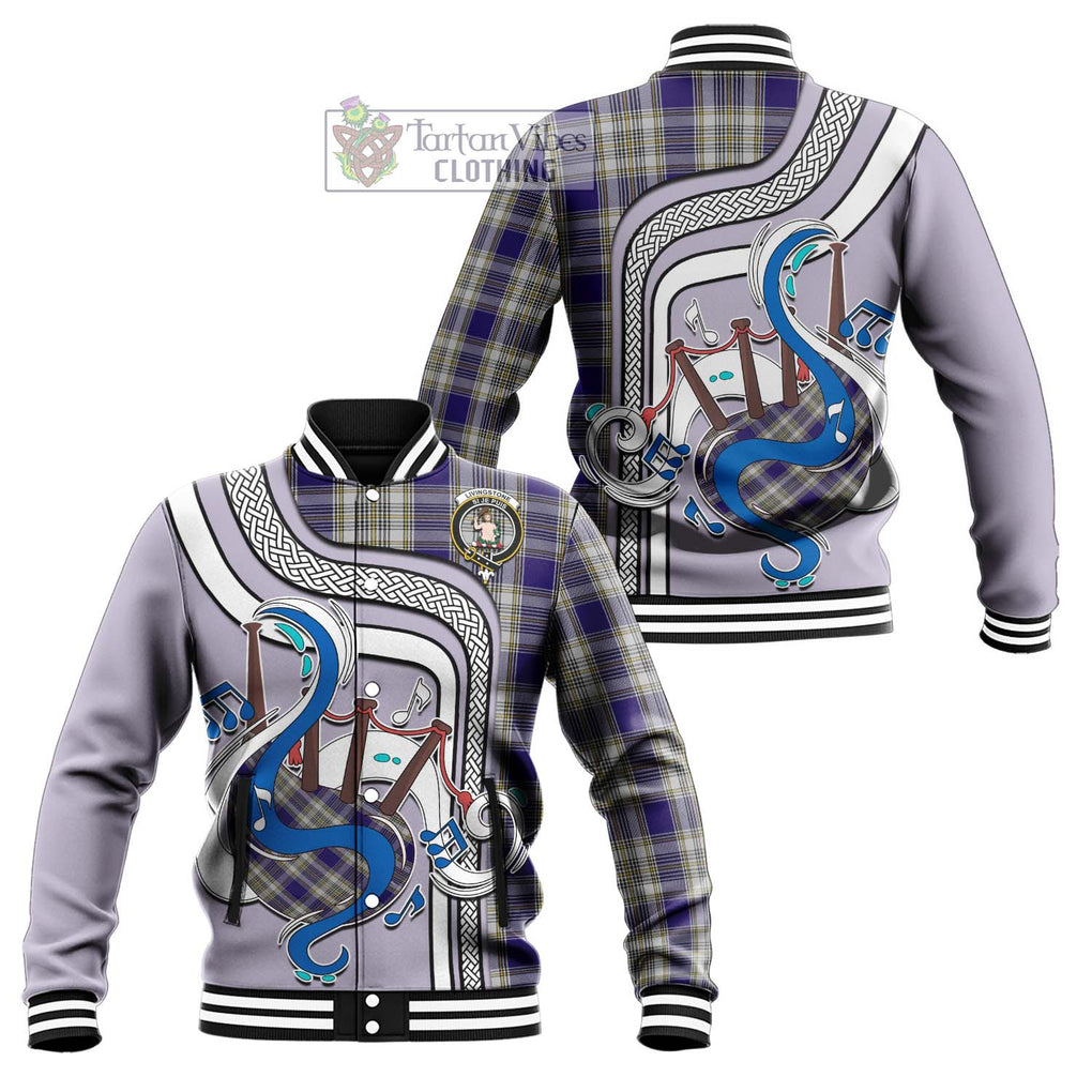 Tartan Vibes Clothing Livingstone Dress Tartan Baseball Jacket with Epic Bagpipe Style