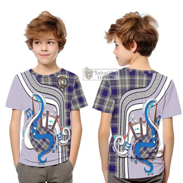 Livingstone Dress Tartan Kid T-Shirt with Epic Bagpipe Style