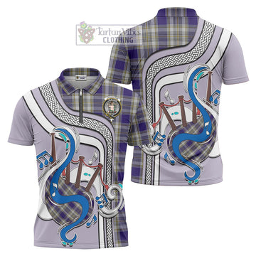 Livingstone Dress Tartan Zipper Polo Shirt with Epic Bagpipe Style