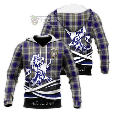 Livingstone Dress Tartan Knitted Hoodie with Alba Gu Brath Regal Lion Emblem