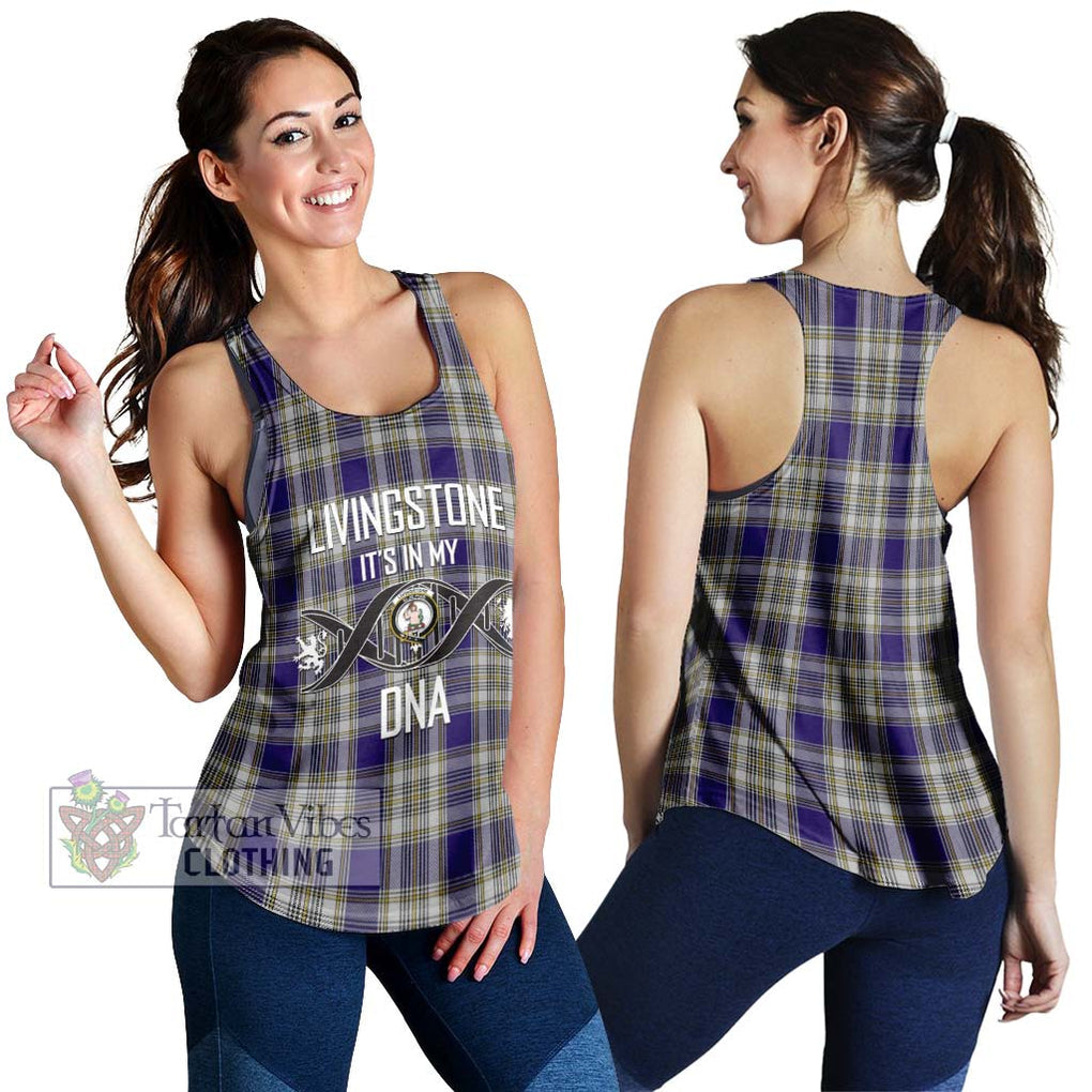 Livingstone Dress Tartan Women's Racerback Tanks with Family Crest DNA In Me Style 4XL - Tartanvibesclothing Shop