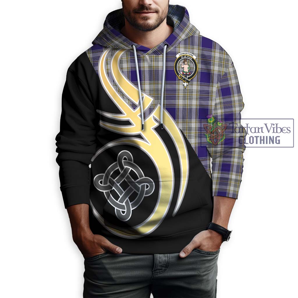 Livingstone Dress Tartan Hoodie with Family Crest and Celtic Symbol Style Zip Hoodie - Tartan Vibes Clothing