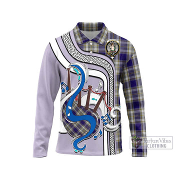 Livingstone Dress Tartan Long Sleeve Polo Shirt with Epic Bagpipe Style